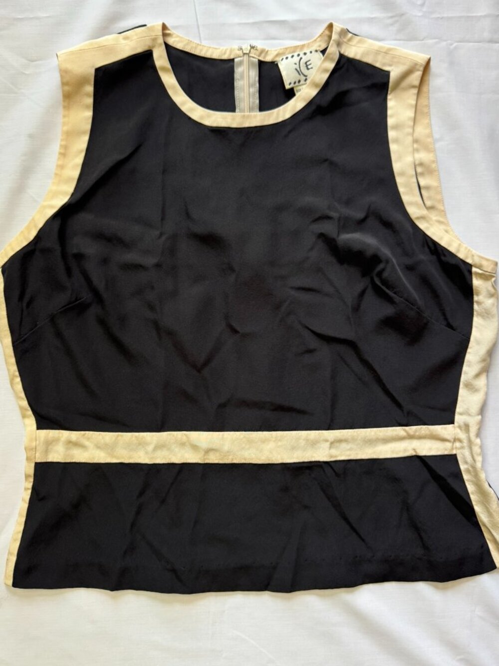 ICE Silk Contrast Tank in Black Cream — Womens 14